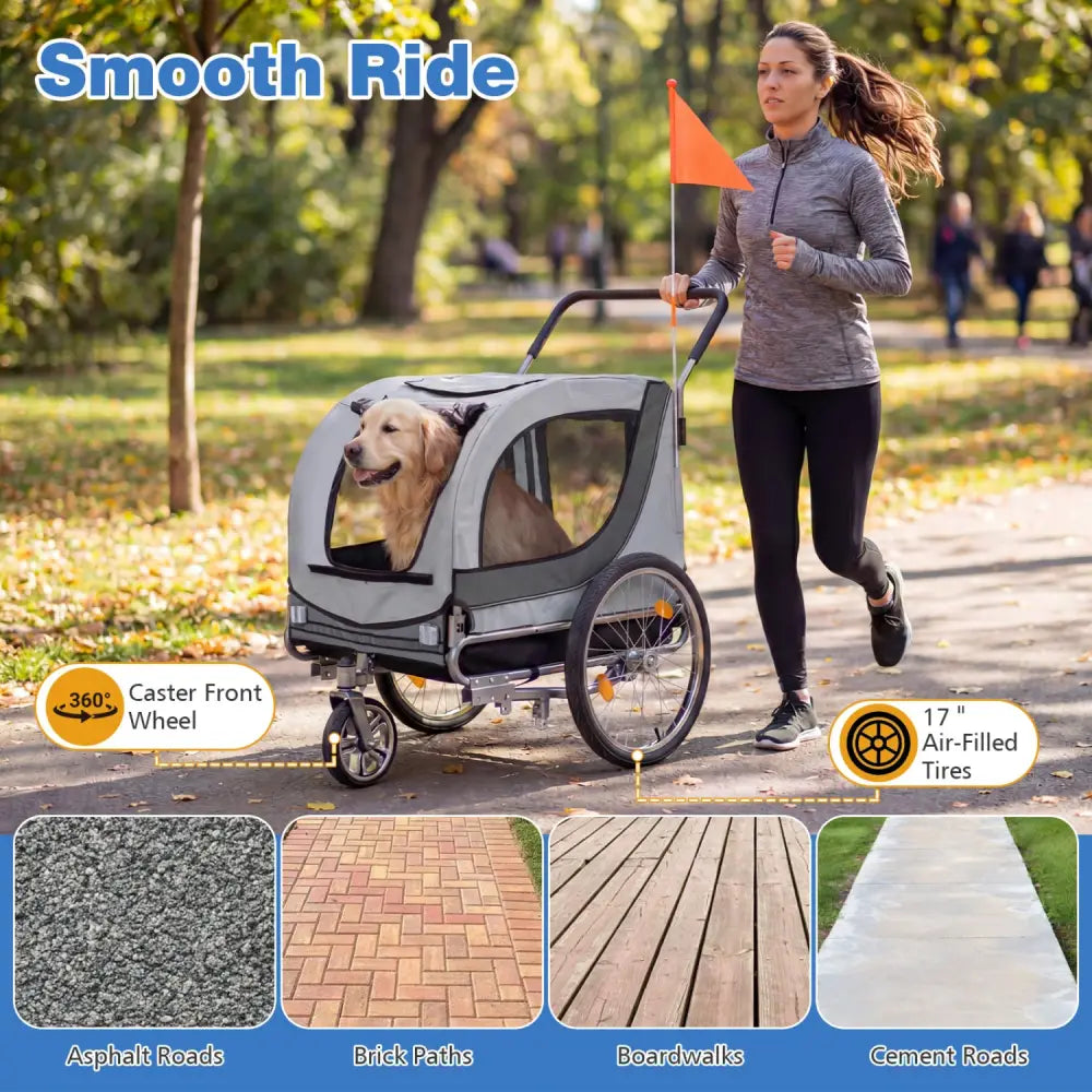 2-in-1 Dog Bike Trailer with Universal Bicycle Coupler-White - White - Dog Supplies