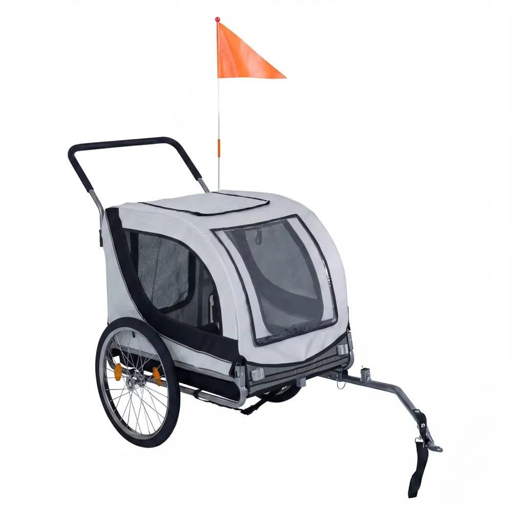 2-in-1 Dog Bike Trailer with Universal Bicycle Coupler-White - White - Dog Supplies