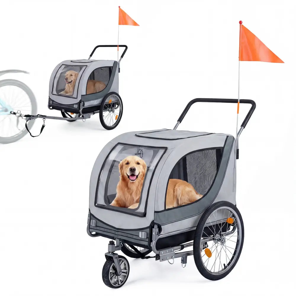 2-in-1 Dog Bike Trailer with Universal Bicycle Coupler-White - White - Dog Supplies