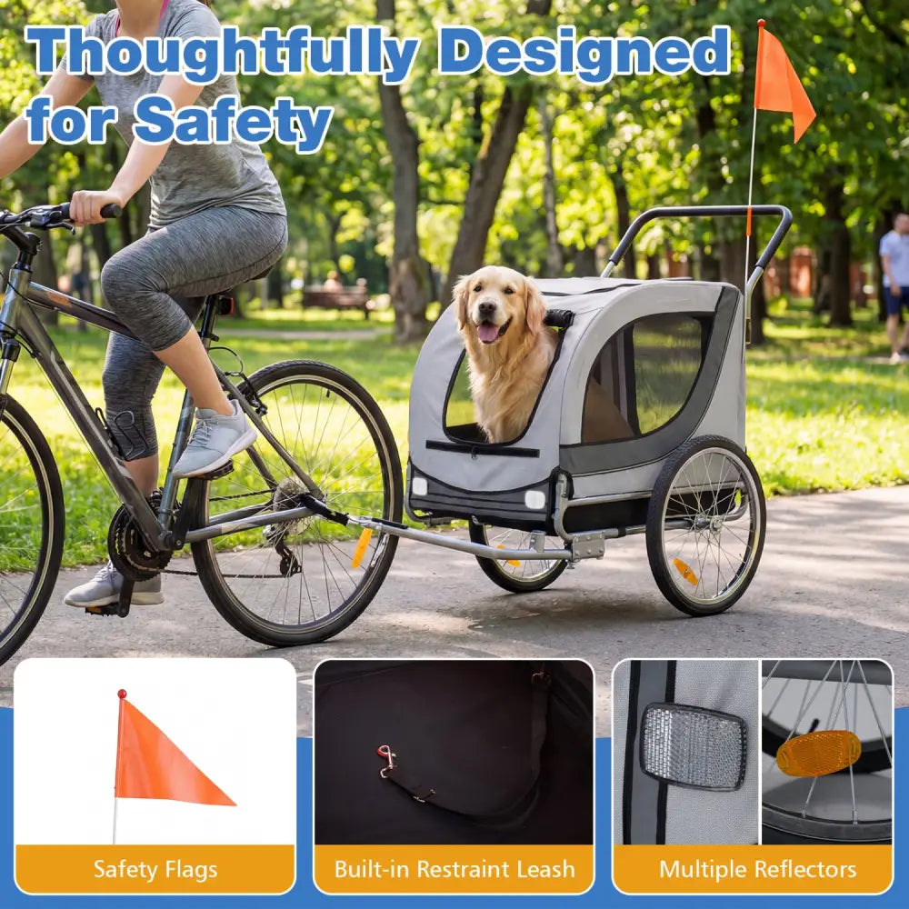 2-in-1 Dog Bike Trailer with Universal Bicycle Coupler-White - White - Dog Supplies