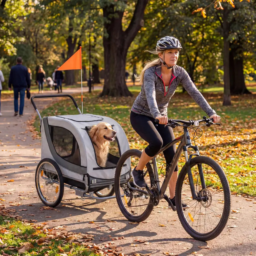2-in-1 Dog Bike Trailer with Universal Bicycle Coupler-White - White - Dog Supplies