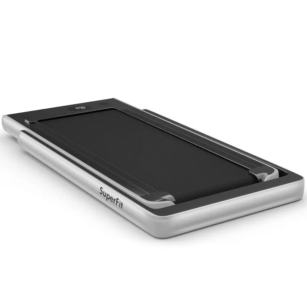 2-in-1 Electric Motorized Health and Fitness Folding Treadmill with Dual Display-Silver - Silver - Treadmills