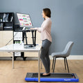 2-in-1 Electric Motorized Health and Fitness Folding Treadmill with Dual Display-Blue - Blue - Treadmills