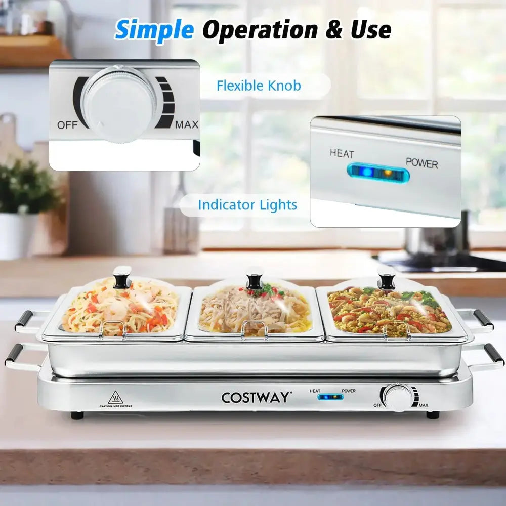 2 in 1 Electric Warming Tray with Temperature Control Costway