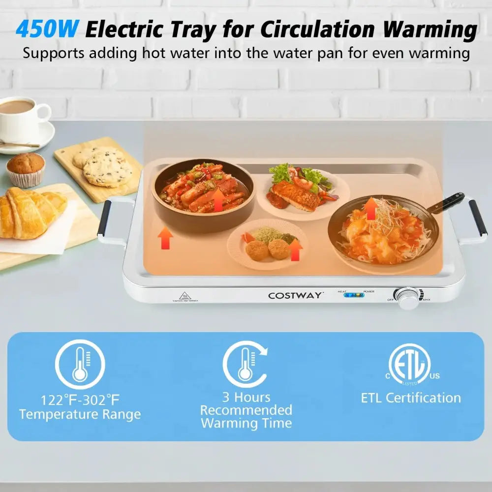 2 in 1 Electric Warming Tray with Temperature Control Costway