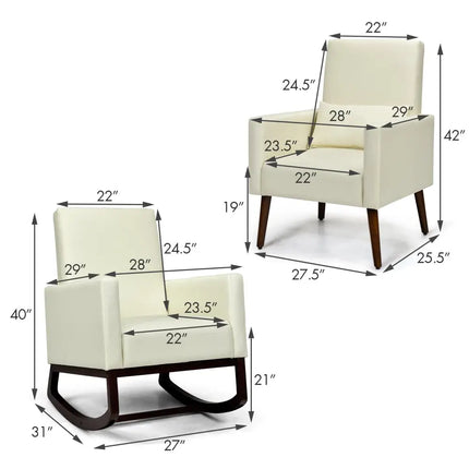 2-in-1 Fabric Upholstered Rocking Chair with Pillow-Beige Costway