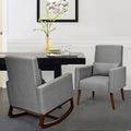 2-in-1 Fabric Upholstered Rocking Chair with Pillow-Gray - Gray - Accent Chairs