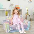 2-in-1 Flip Out Kids Sofa Chair with Detachable Flannel Fabric Cover and Glowing Patterns-Color - Color - Kids Chairs &