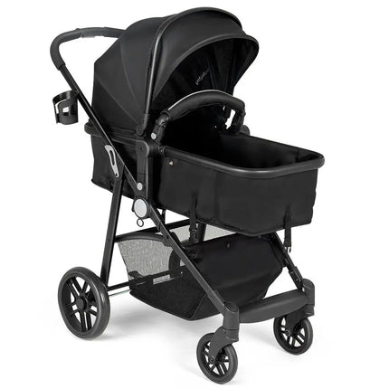 2 in 1 Foldable Pushchair Newborn Infant Baby Stroller-Black - Black - Baby Strollers