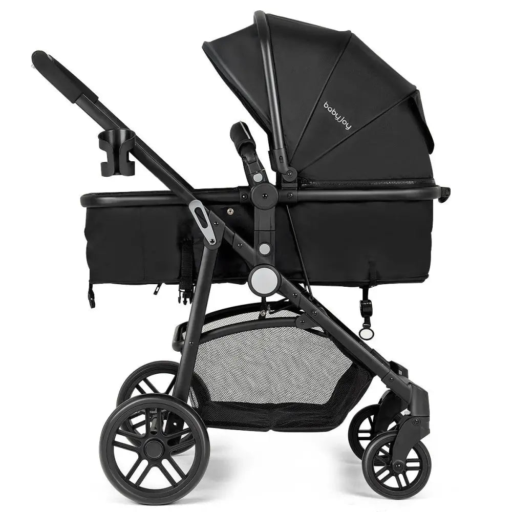 2 in 1 Foldable Pushchair Newborn Infant Baby Stroller-Black - Black - Baby Strollers