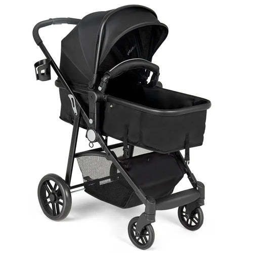 2 in 1 Foldable Pushchair Newborn Infant Baby Stroller-Black - Black - Baby Strollers