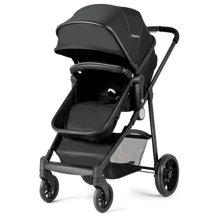2 in 1 Foldable Pushchair Newborn Infant Baby Stroller-Black - Black - Baby Strollers