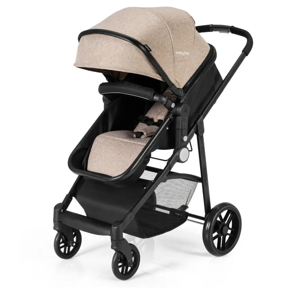 2 in 1 Foldable Pushchair Newborn Infant Baby Stroller-Coffee - Coffee - Baby Strollers