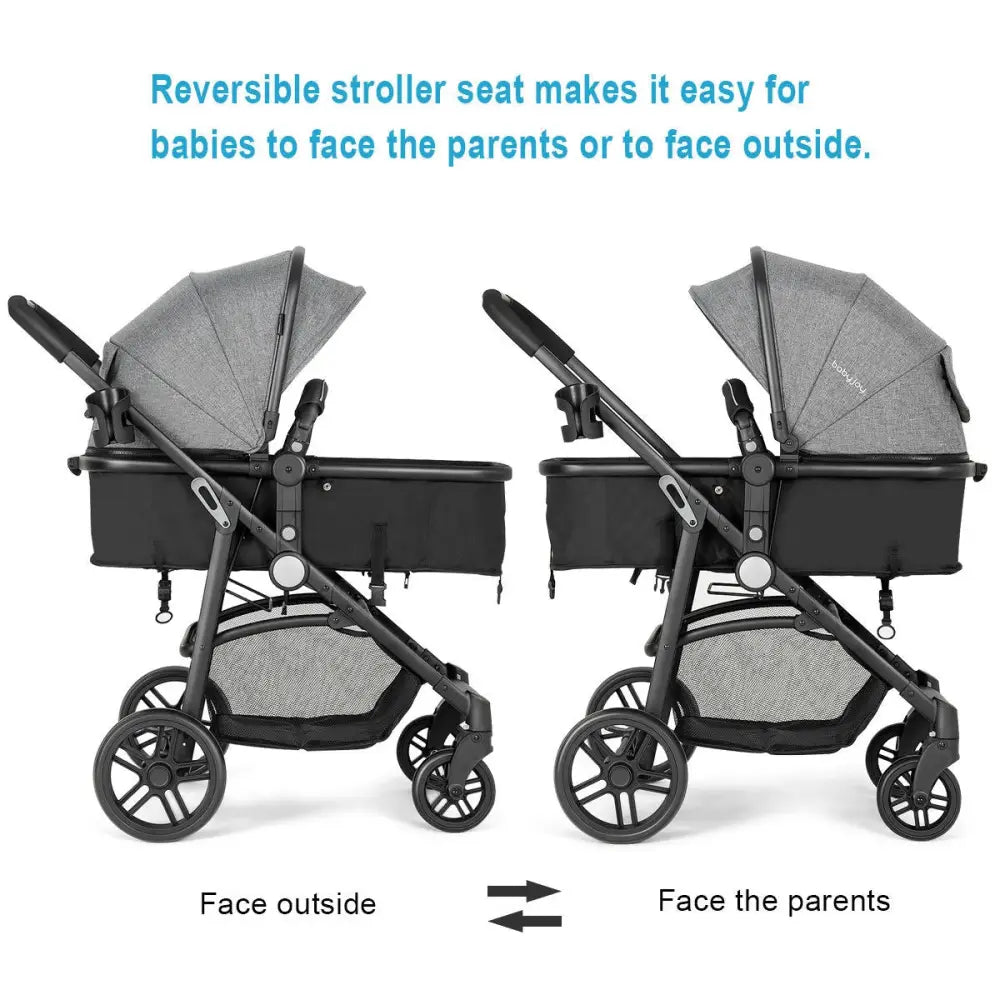 2 in 1 Foldable Pushchair Newborn Infant Baby Stroller-Gray - Gray - Baby Strollers