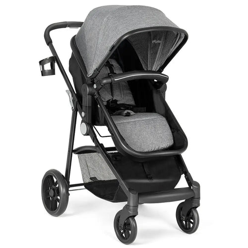 2 in 1 Foldable Pushchair Newborn Infant Baby Stroller-Gray - Gray - Baby Strollers