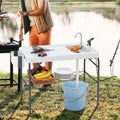 2 in 1 Folding Fish Cleaning Table with Sink and Faucet for Patio BBQ - Outdoor
