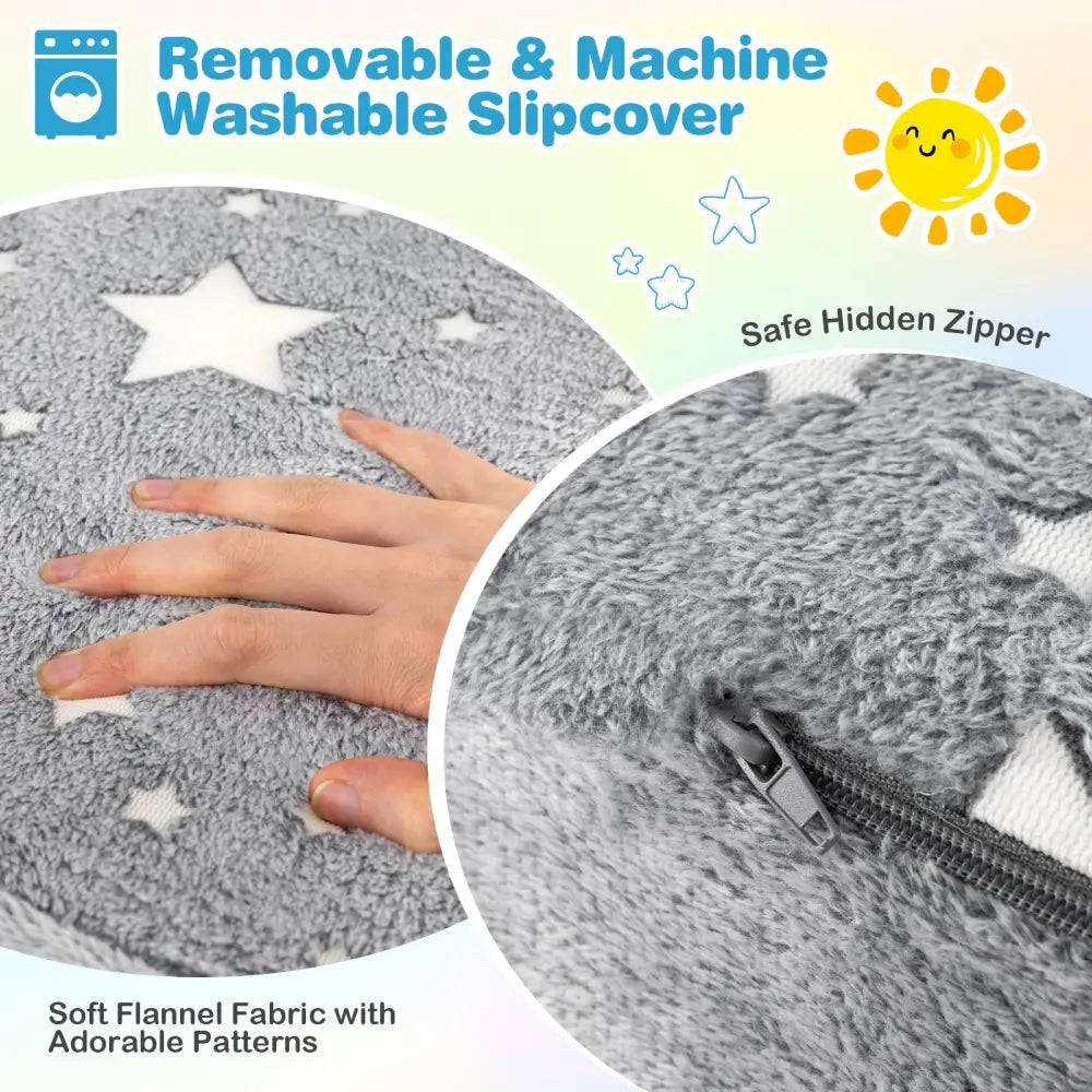 2-in-1 Folding Kids Couch with Blanket Glow in the Dark-Gray - Gray - Kids Chairs & Seating