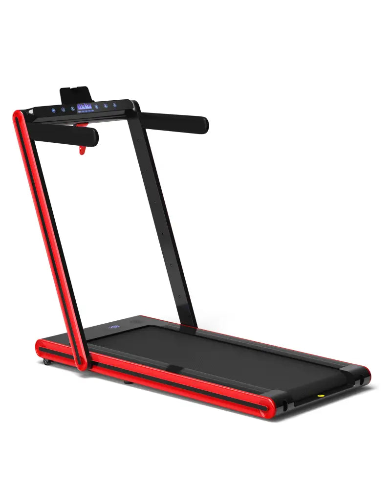 2-in-1 Folding Treadmill 2.25HP Jogging Machine with Dual LED Display-Red - Red - Treadmills