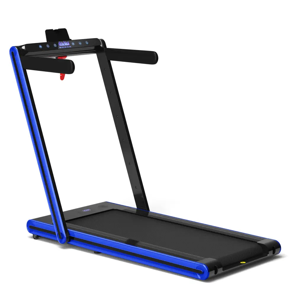 2-in-1 Folding Treadmill 2.25HP Jogging Machine with Dual LED Display-Navy - Navy - Treadmills