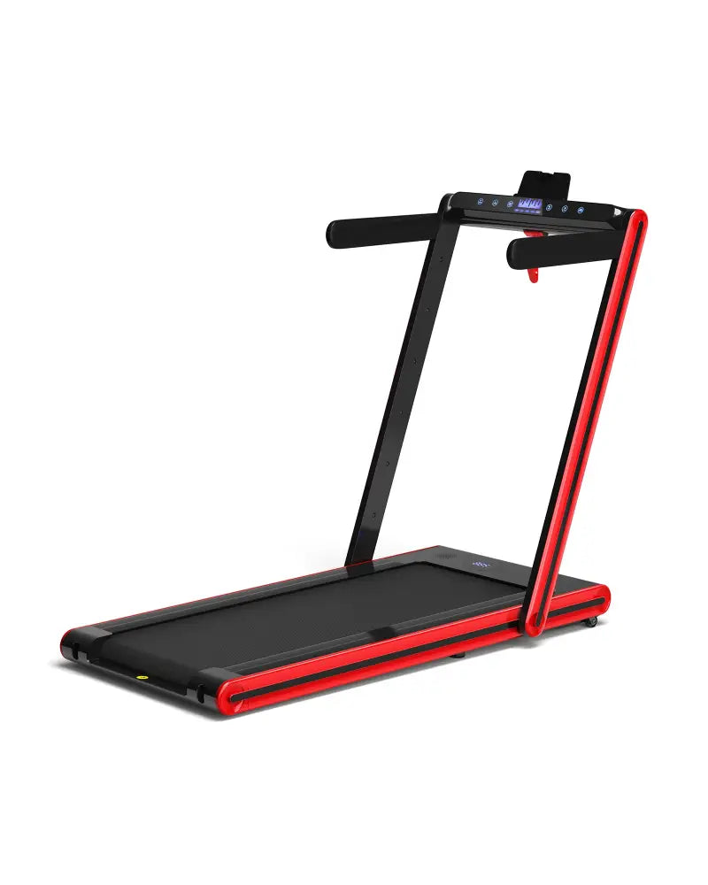 2-in-1 Folding Treadmill 2.25HP Jogging Machine with Dual LED Display-Red - Red - Treadmills
