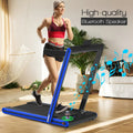 2-in-1 Folding Treadmill 2.25HP Jogging Machine with Dual LED Display-Navy - Navy - Treadmills