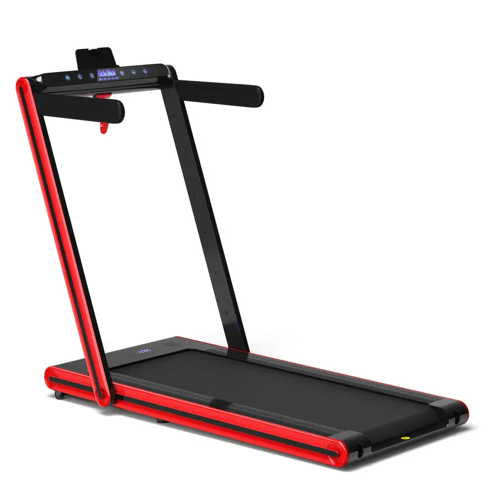 2-in-1 Folding Treadmill 2.25HP Jogging Machine with Dual LED Display-Red - Red - Treadmills