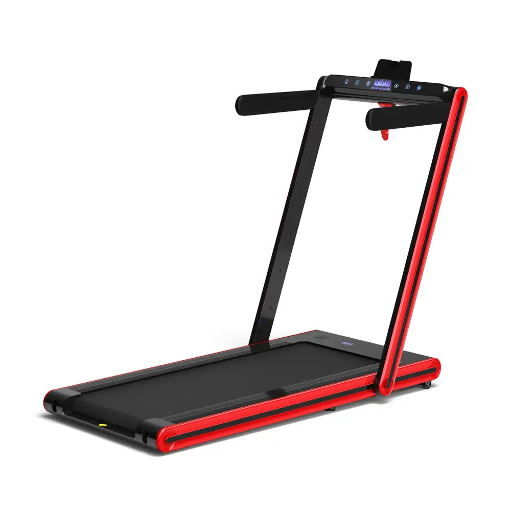 2-in-1 Folding Treadmill 2.25HP Jogging Machine with Dual LED Display-Red - Red - Treadmills