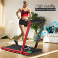 2-in-1 Folding Treadmill 2.25HP Jogging Machine with Dual LED Display-Red - Red - Treadmills