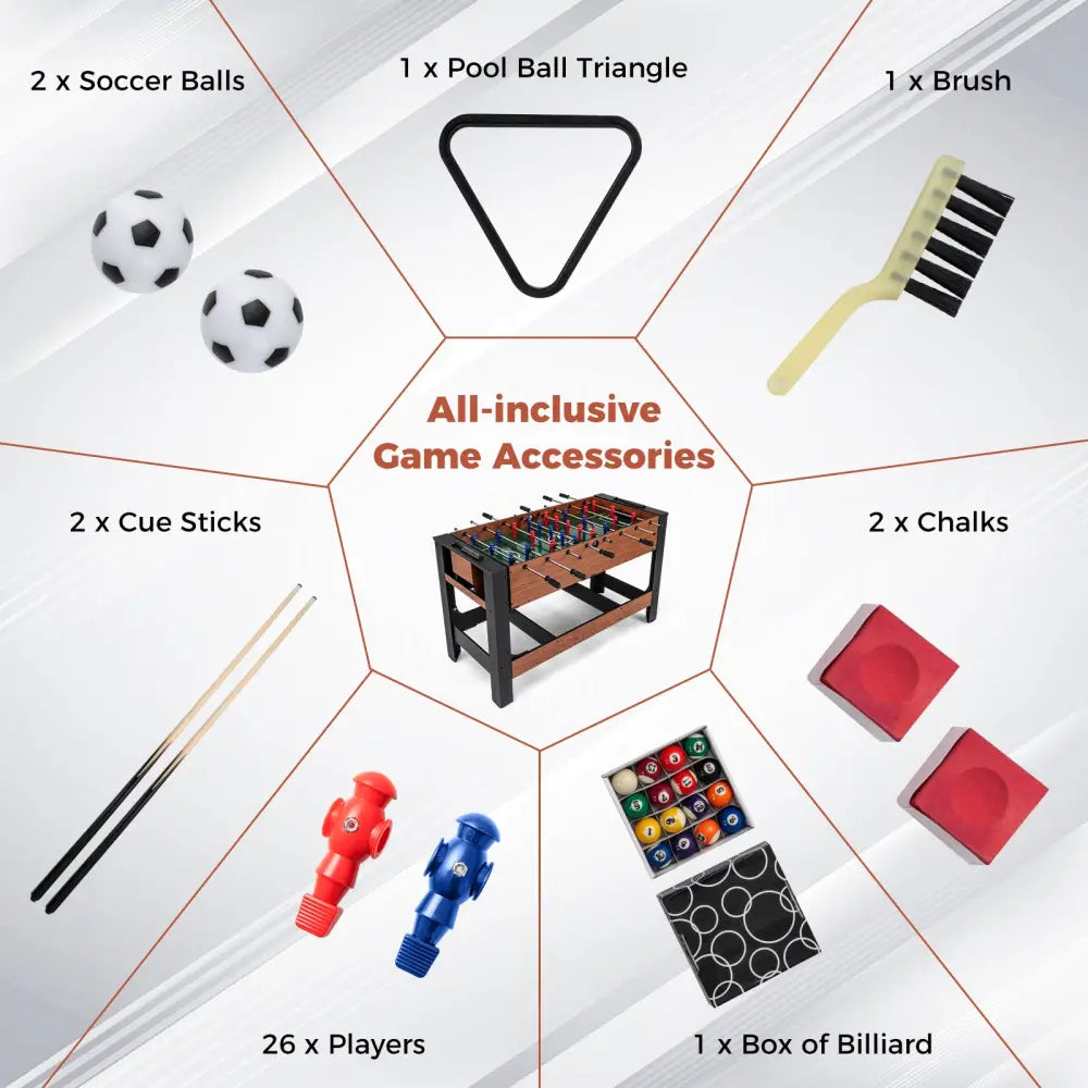 2-in-1 Full Size Foosball and Pool Combo Table with Legs-Black & Brown - Game Room