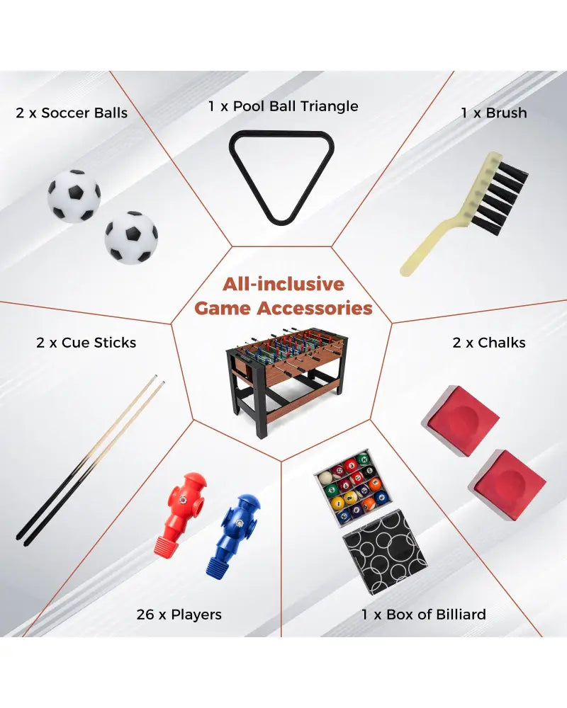2-in-1 Full Size Foosball and Pool Combo Table with Legs-Black & Brown - Game Room