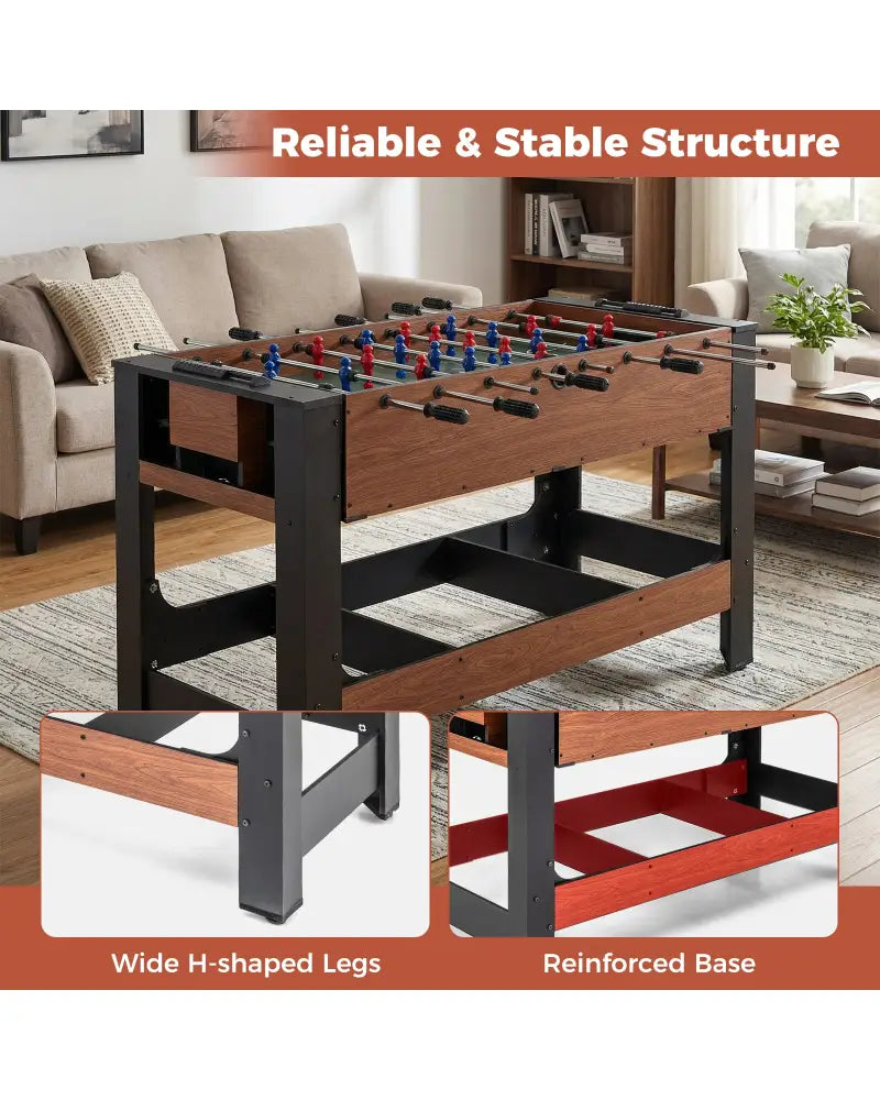 2-in-1 Full Size Foosball and Pool Combo Table with Legs-Black & Brown - Game Room