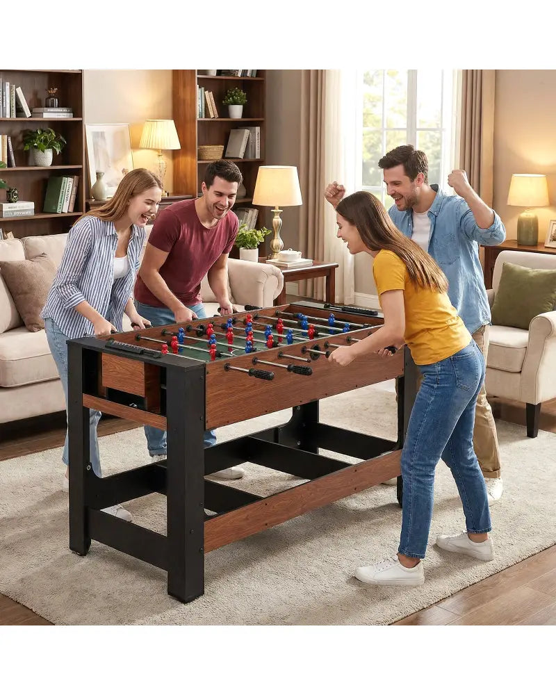 2-in-1 Full Size Foosball and Pool Combo Table with Legs-Black & Brown - Game Room