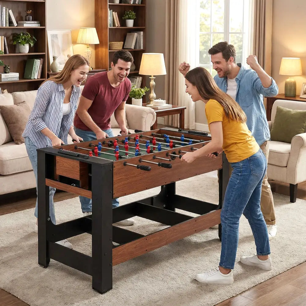 2-in-1 Full Size Foosball and Pool Combo Table with Legs-Black & Brown - Game Room