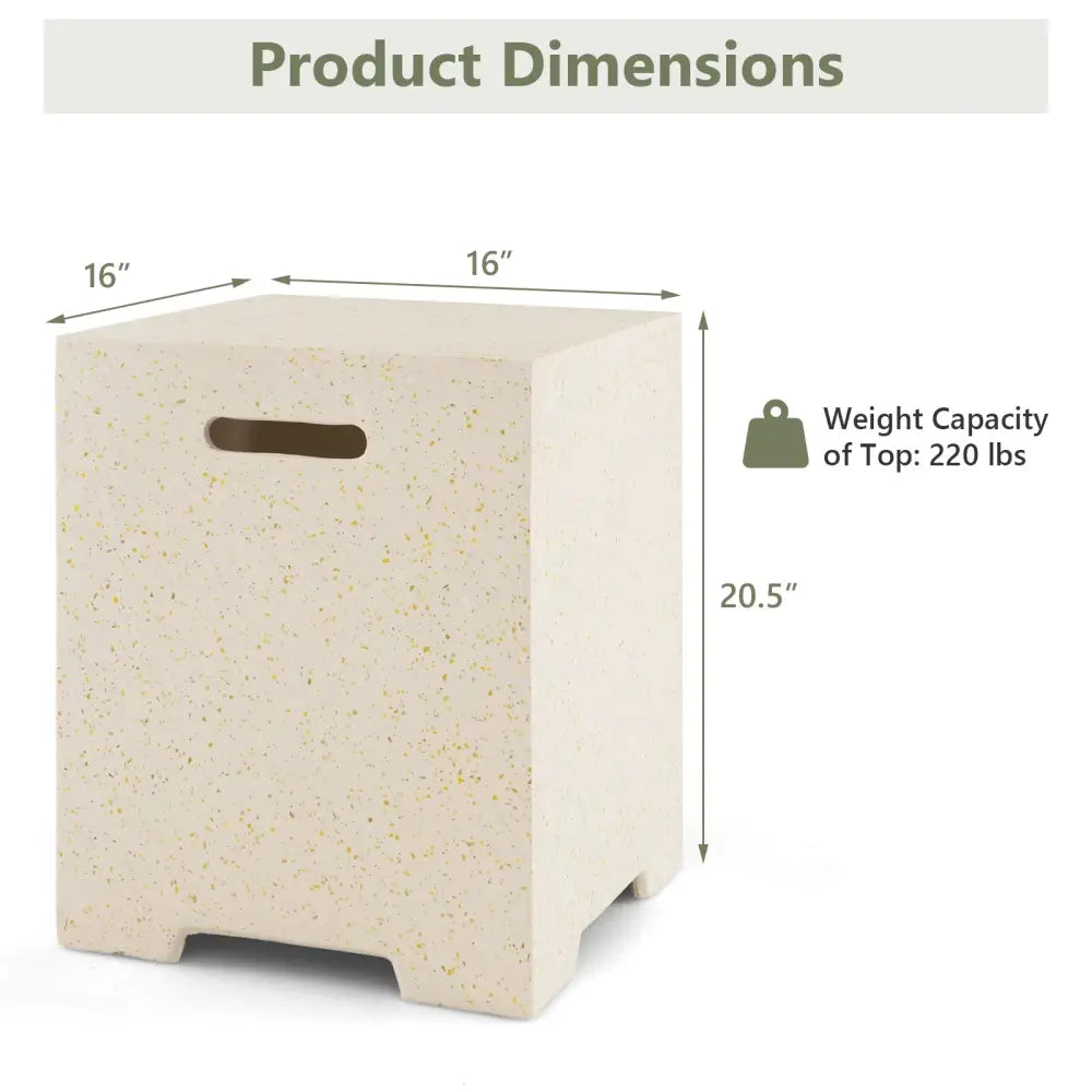 2-in-1 Gas Tank Holder Side Table with Protective Cover - White - Fire Pit Tables