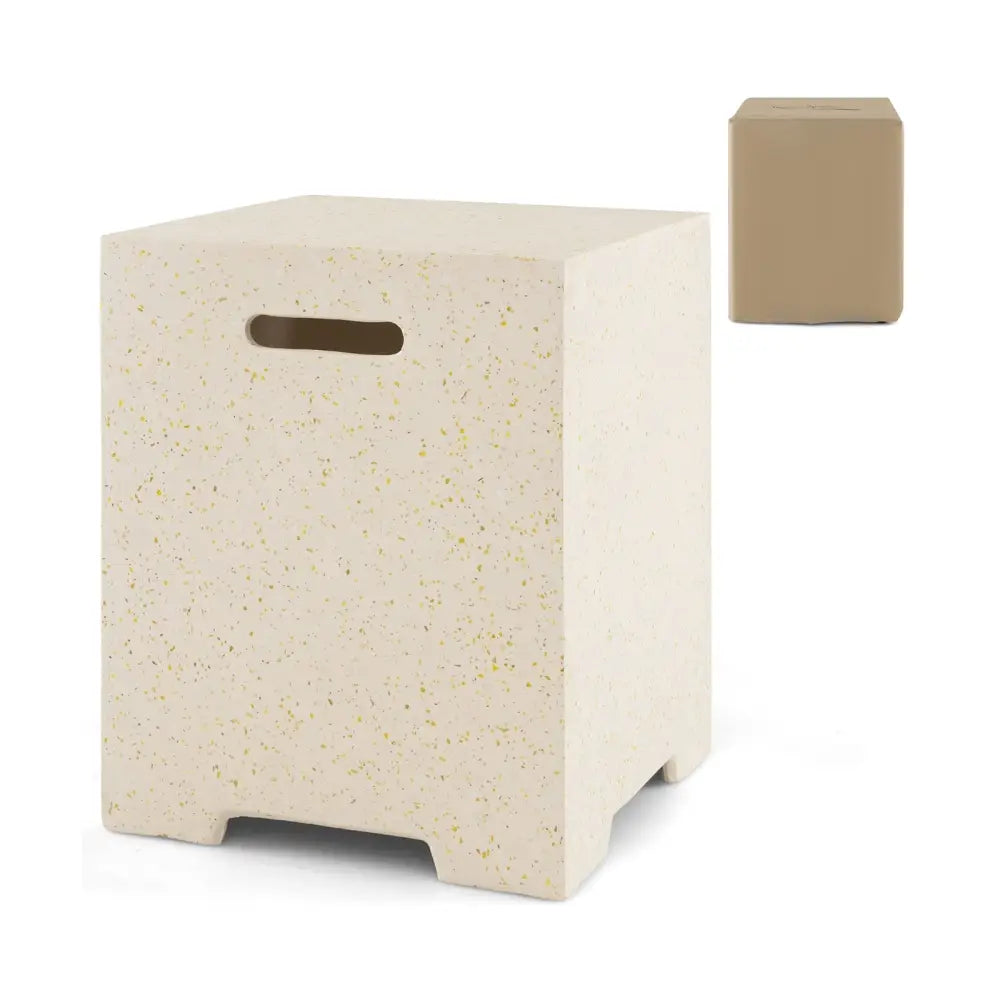 2-in-1 Gas Tank Holder Side Table with Protective Cover - White - Fire Pit Tables