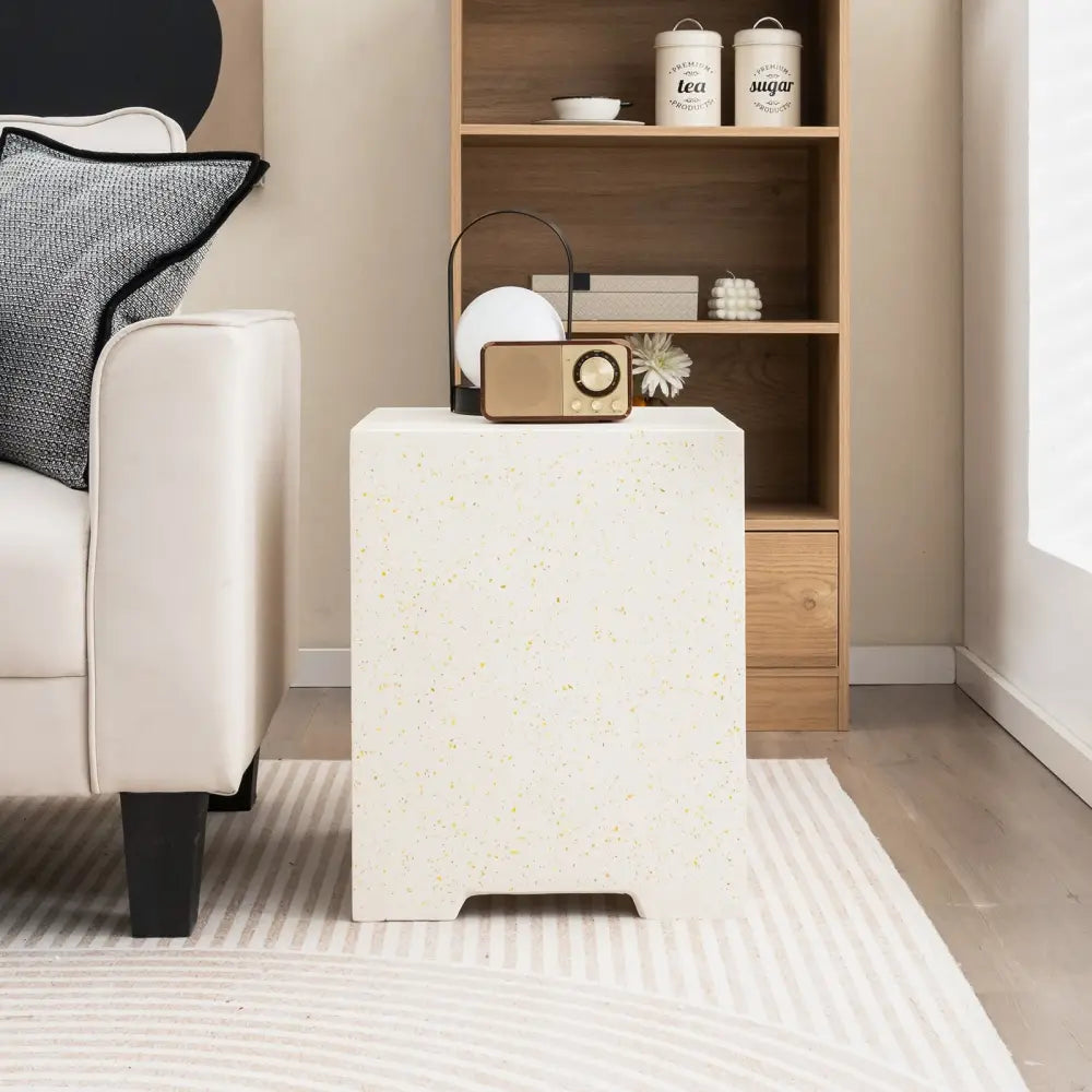2-in-1 Gas Tank Holder Side Table with Protective Cover - White - Fire Pit Tables