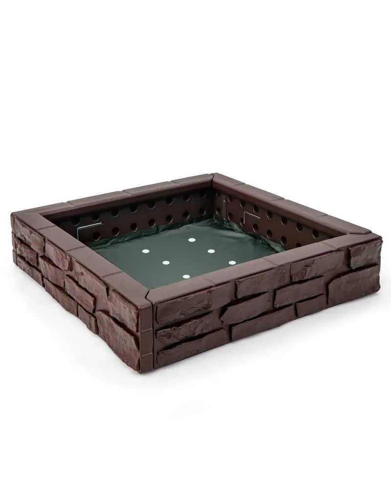2-In-1 HDPE Kids Sandbox with Cover and Bottom Liner-Brown - Brown - Sandboxes
