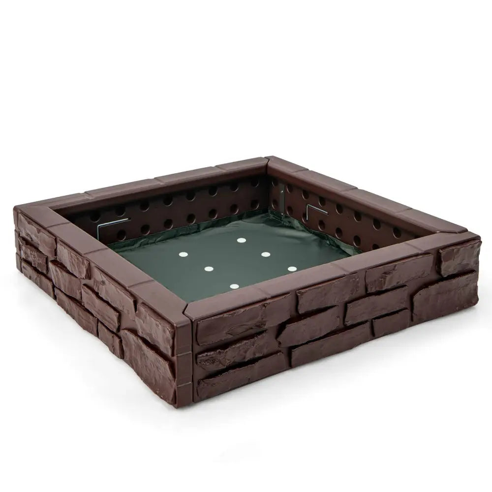 2-In-1 HDPE Kids Sandbox with Cover and Bottom Liner-Brown - Brown - Sandboxes