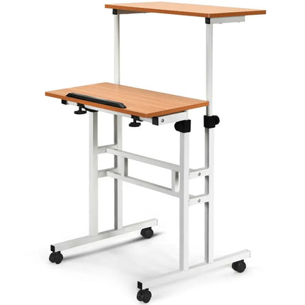 2 in 1 Height Adjustable Sit Standing Computer Desk - Laptop Tables & Printer Stands