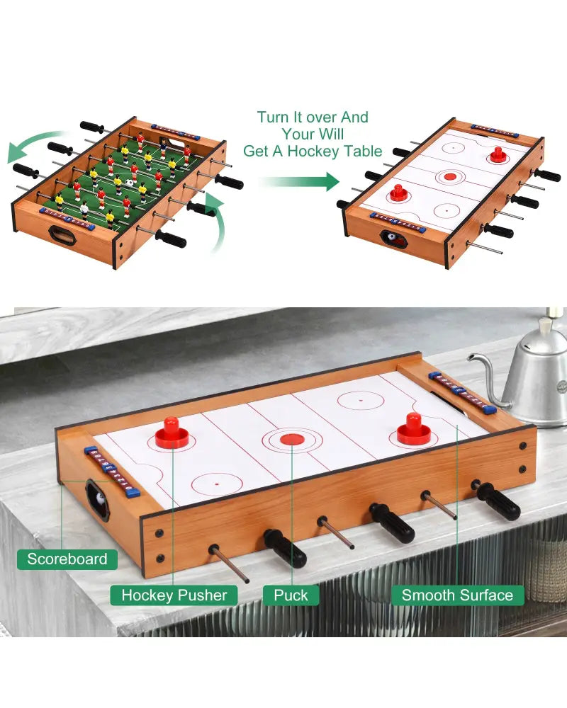 2 in 1 In/Outdoor Air Hockey Foosball Game Table - Brown - Game Room