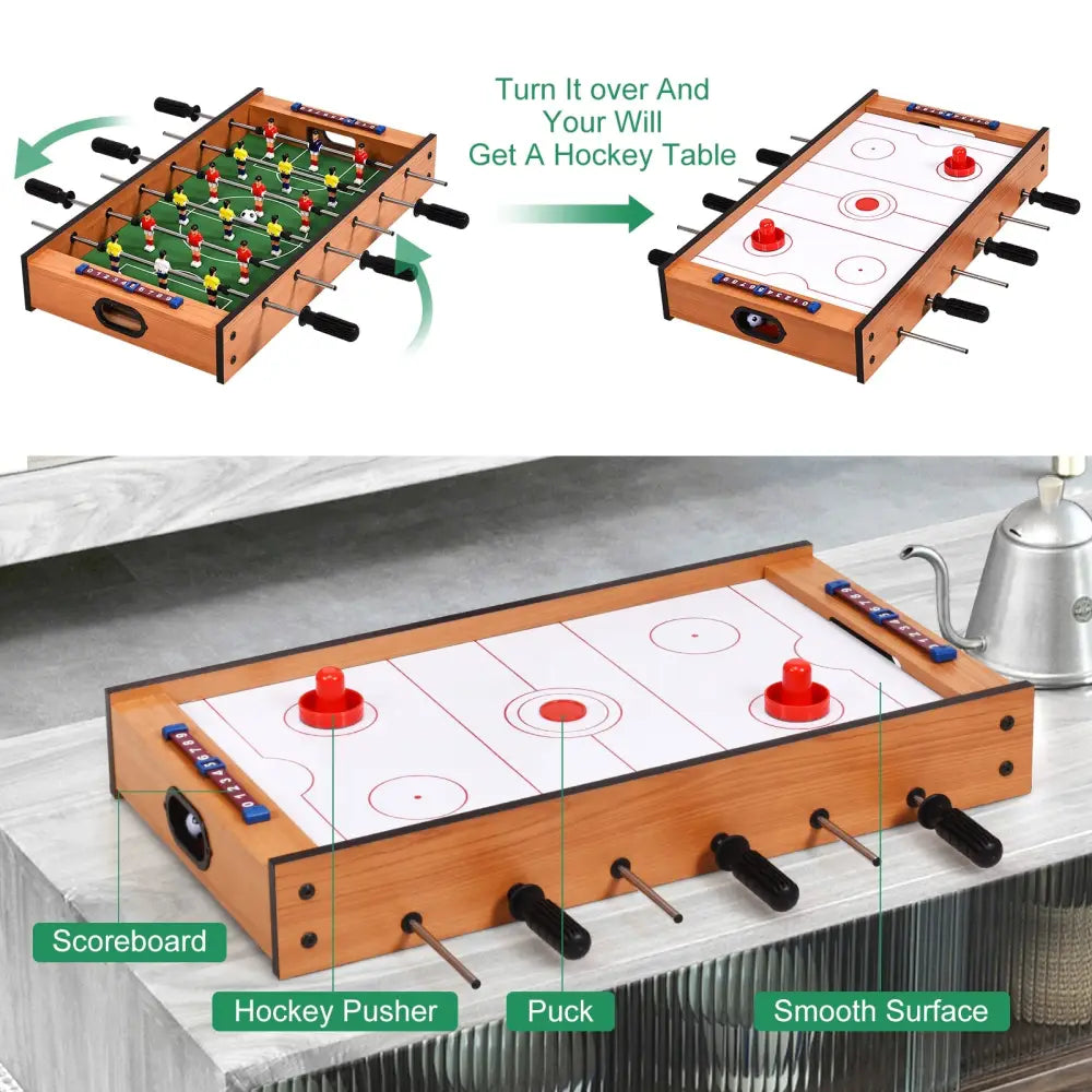 2 in 1 In/Outdoor Air Hockey Foosball Game Table - Brown - Game Room