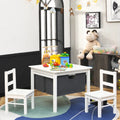 2-in-1 Kids Activity Table and 2 Chairs Set with Storage Building Block Table-White - White - Kids Table & Chair Sets
