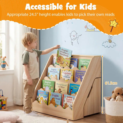 2-In-1 Kids Bookshelf & Toy Storage Organizer-Natural - Natural - Kids Storage
