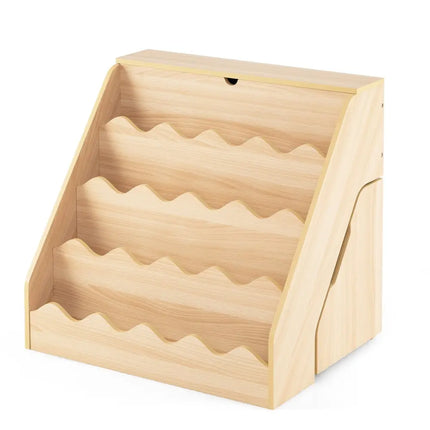 2-In-1 Kids Bookshelf & Toy Storage Organizer-Natural - Natural - Kids Storage