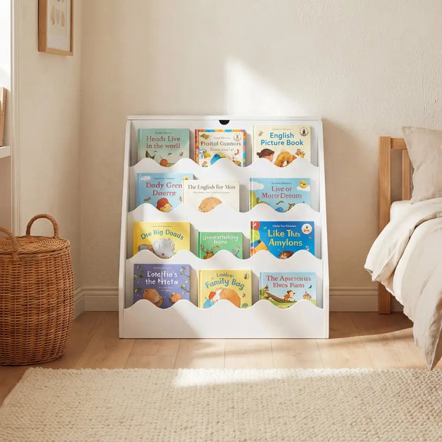 2-In-1 Kids Bookshelf & Toy Storage Organizer-White - White - Kids Storage