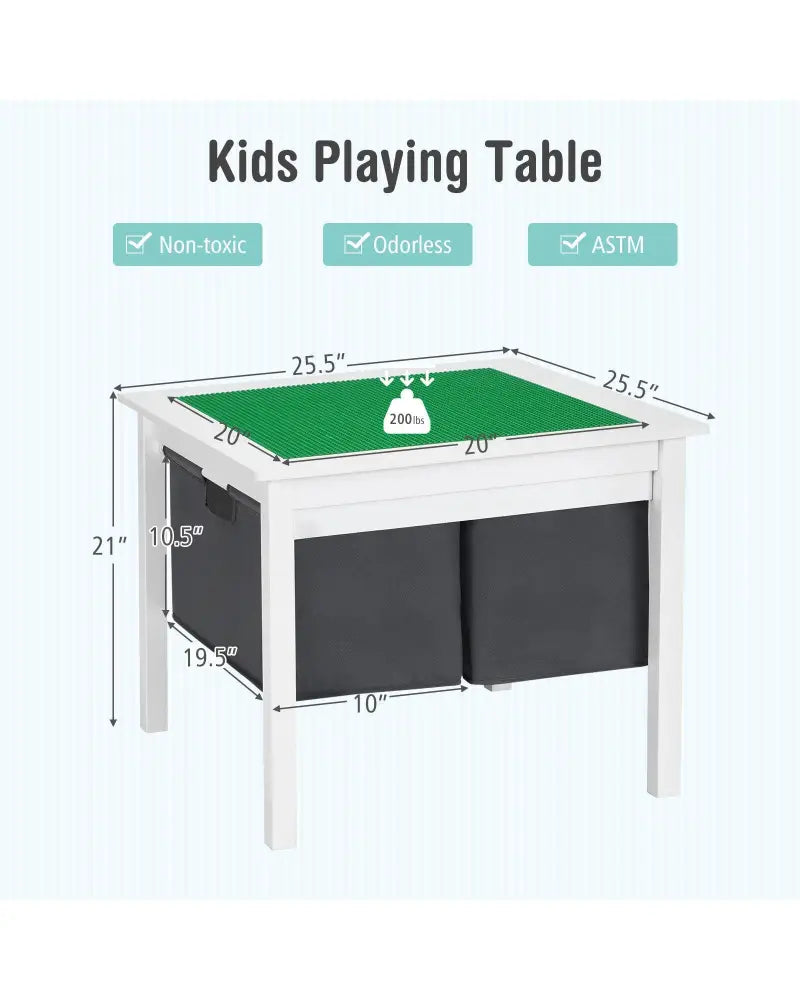 2-in-1 Kids Double-sided Activity Building Block Table with Drawers-White - White - Kids Table & Chair Sets