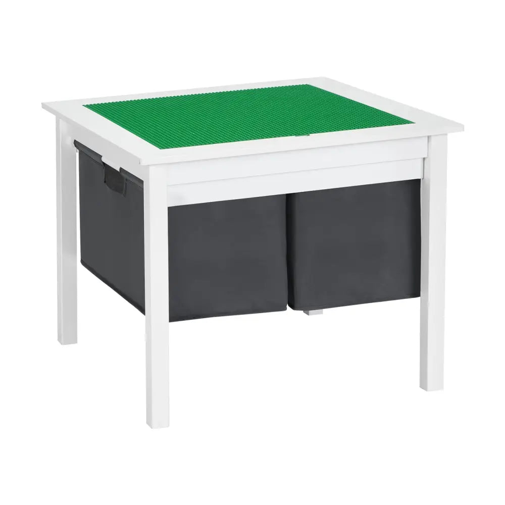 2-in-1 Kids Double-sided Activity Building Block Table with Drawers-White - White - Kids Table & Chair Sets