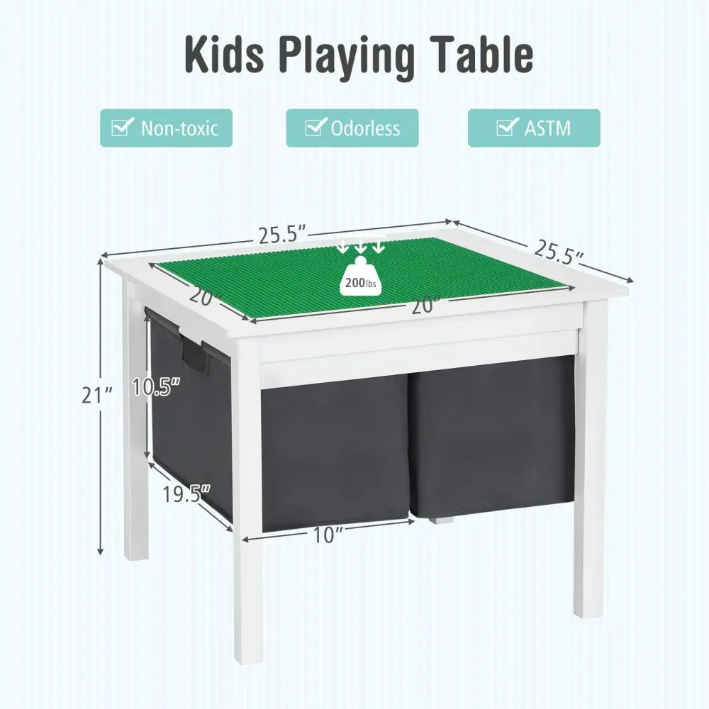 2-in-1 Kids Double-sided Activity Building Block Table with Drawers-White - White - Kids Table & Chair Sets