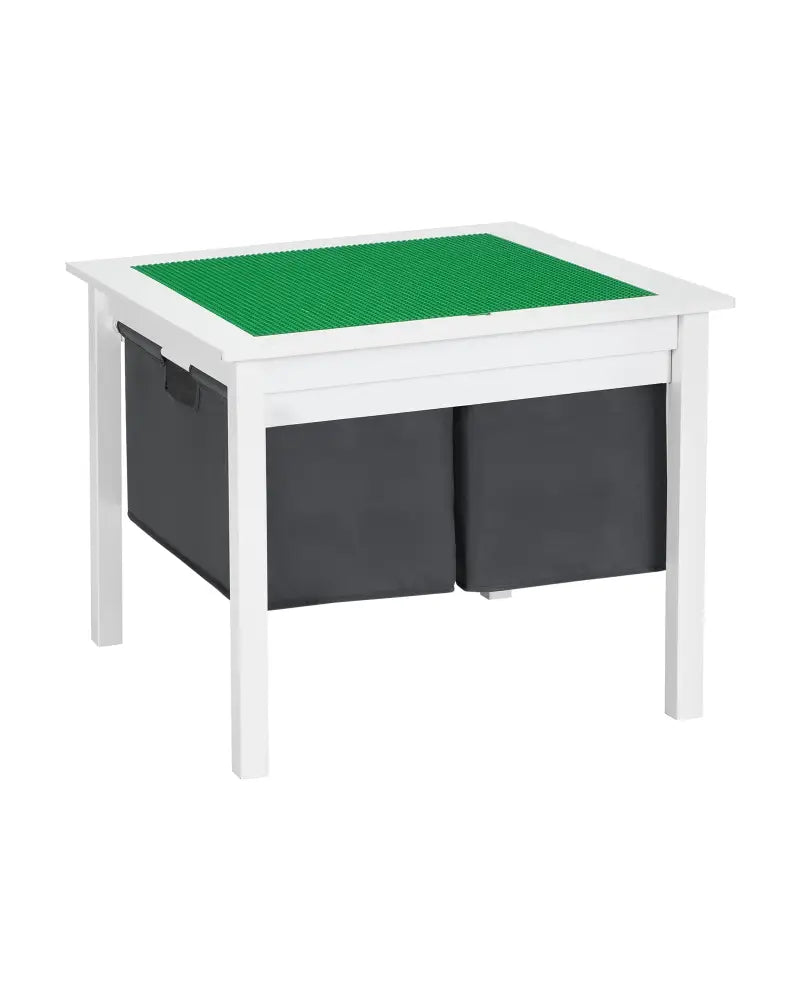 2-in-1 Kids Double-sided Activity Building Block Table with Drawers-White - White - Kids Table & Chair Sets