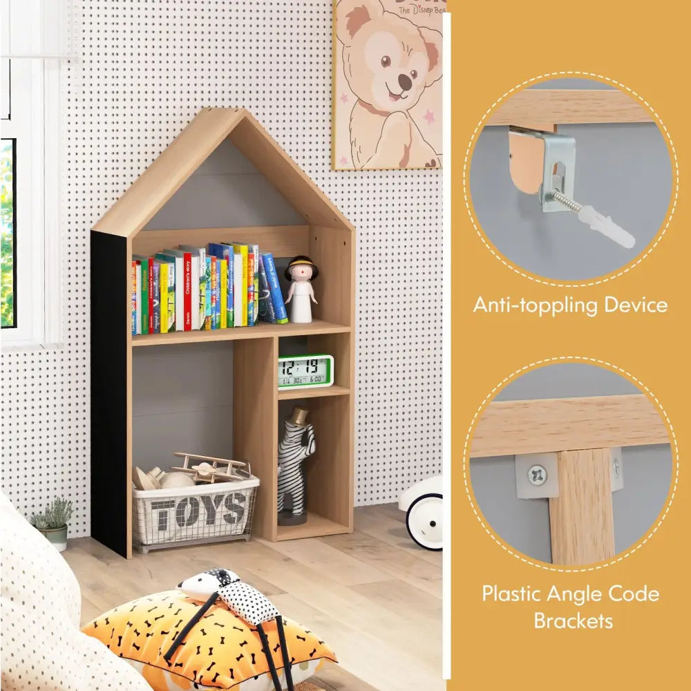 2-in-1 Kids House-Shaped Table and Chair Set-Gray - Gray - Kids Table & Chair Sets